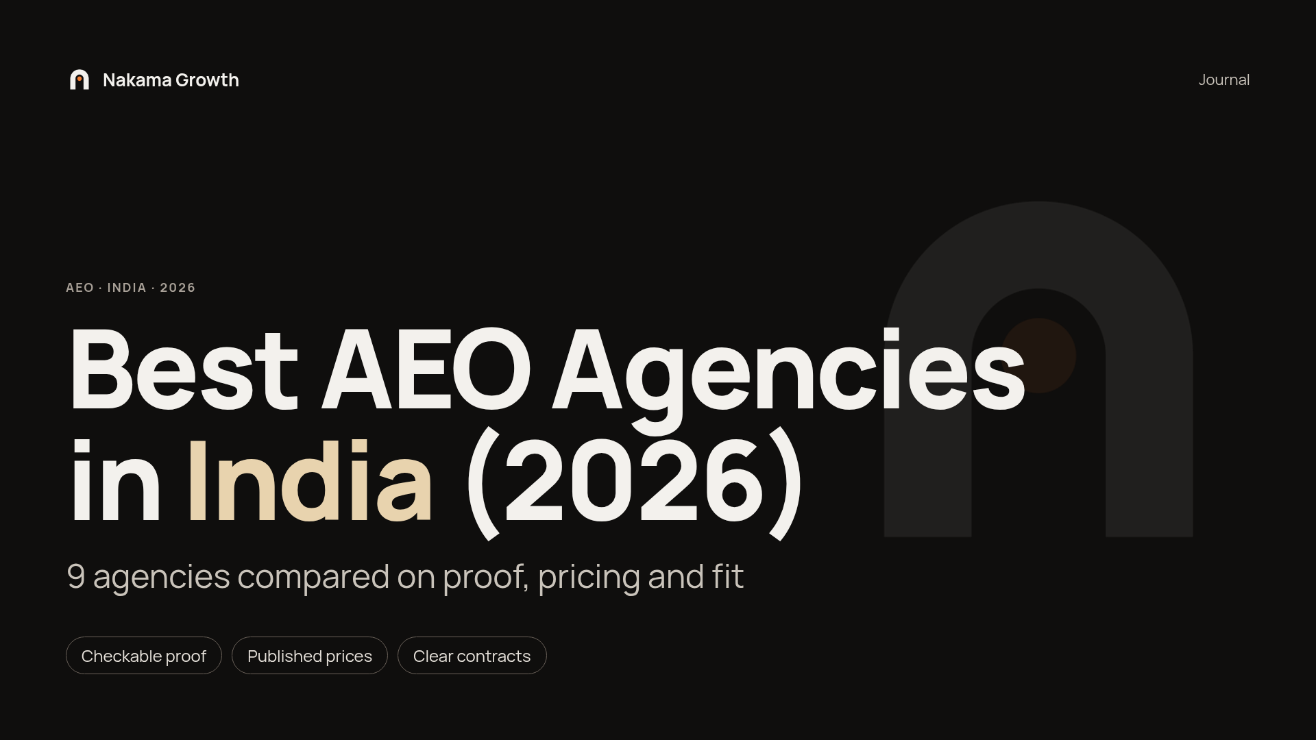 Best AEO Agencies in India (2026): 9 agencies compared on proof, pricing and fit, by Nakama Growth
