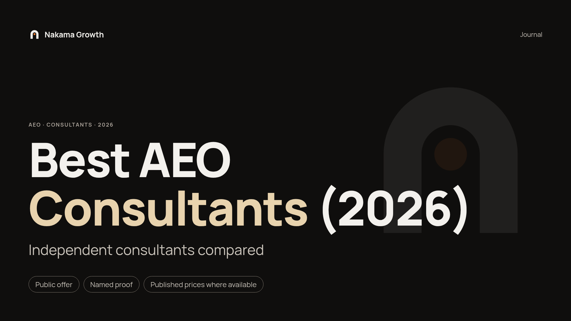 Best AEO Consultants (2026): independent consultants compared on public offer, named proof and published prices, by Nakama Growth
