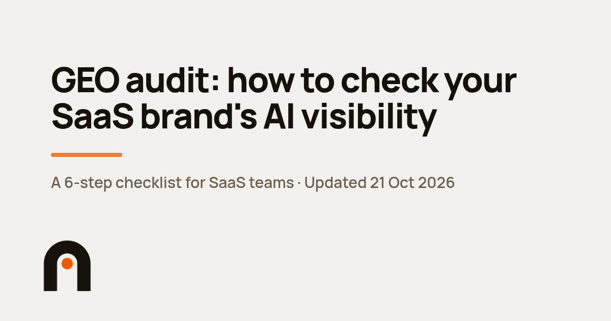 Nakama Growth journal cover: GEO audit, how to check your SaaS brand's AI visibility in 2026